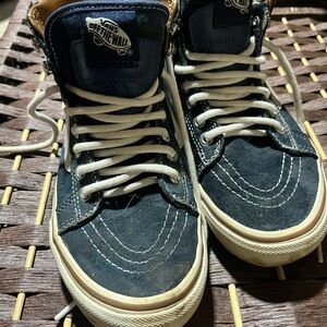 Vans High-Top Sneakers in Navy and Cream